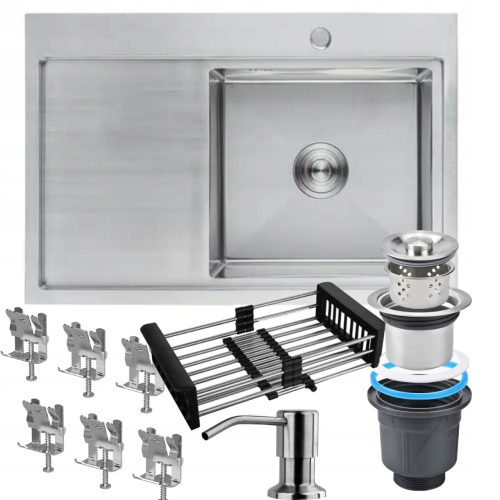 ZLEWOZMYWAK STALOWY KUCHENNY JEDNOKOMOROWY 78x49 CM Inox
