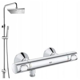   Stenska prha Omnires UNI krom + Grohe GROHTHERM 500 krom armatura za prho