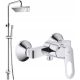 Stilna prha OmniRes Cubic s stolpcem Reg Height in armaturo za prho Grohe BauLoop