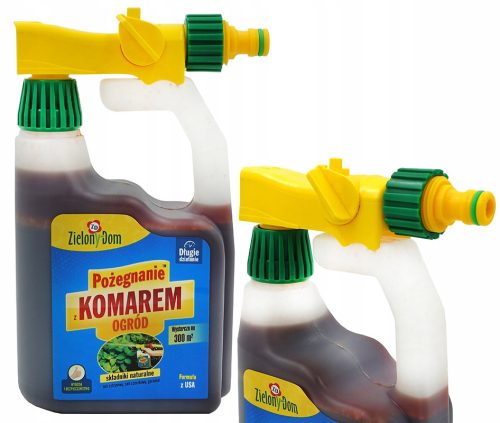 Zaščitni sprej proti komarjem in klopom 950ml Zielony Dom - Naravna formula za učinkovito odganjanje insektov v vašem vrtu. Sprej vsebuje sok limone, česna in geraniol ter je primeren za uporabo na tr