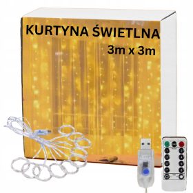 SVETLOBNA ZAVESA 3x3m ZLATIH BOŽIČNIH LUČK