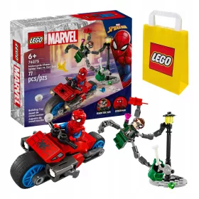   LEGO Super Heroes 76275 Motorno zasledovanje: Spider-Man proti Doc Ocku + Rumena papirnata vrečka LEGO 6315786 24x8x18 cm