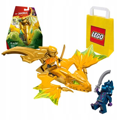 LEGO Ninjago Napad zmaja Arin 71803 + LEGO papirnata vrečka 6315786 rumena 24x8x18 cm