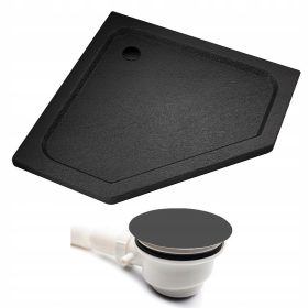   BRODNIK ZA TUŠIRANJE IZ KAMNA SLIM RAVE ASIMETRIČEN ČRN 90x90 CM