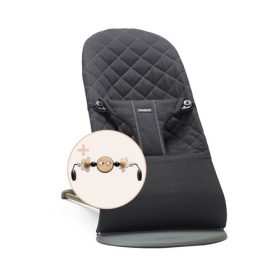  BABYBJORN - otroški gugalnik Bliss Cotton v črni barvi s sivo okvirjem + Igrača Googly Eyes Black & White