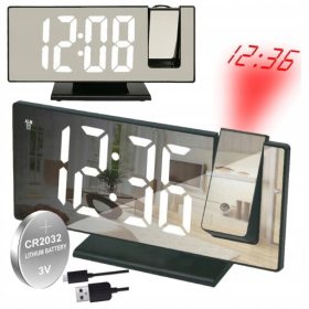 Budilka DexXer z LED projekcijsko funkcijo, črna, 18,5 cm