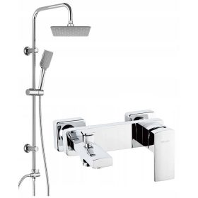   Stenska armatura za kad in tuš Valvex ENZO krom + Reihe Modern vidna tuš garnitura