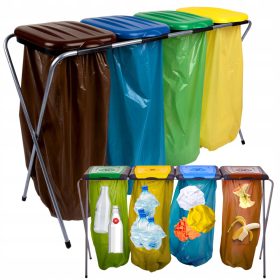   KOS ZA LOČEVANJE ODPADKOV, STOJALO ZA VREČKE, 4 POSTAJE, 120L REGAL