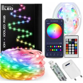   Lučke za božično drevo LED lučke na nizu 10M 100LED RGB z Aplikacijo za Daljinsko Upravljanje