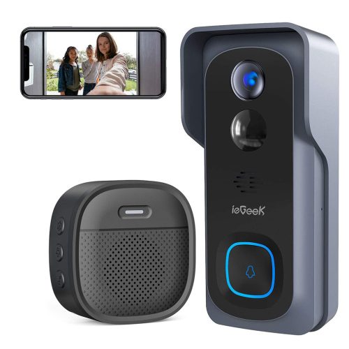 Brezzična video kamra na zvoncu z video interfonom WIFI 2K 3MP 1296P IP65 Črna