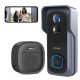 Brezzična video kamra na zvoncu z video interfonom WIFI 2K 3MP 1296P IP65 Črna