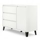 Komoda Scandi 1D3S BELA 110 x 39 x 78,5 cm - Kvalitetna bela komoda s črnimi nogami, 3 predali, 1 vrata