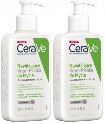 CERAVE Vlažilna kremna pena za čiščenje kože 2x236 ml