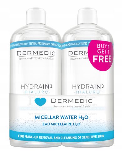 Napredni micelarni čistilni losjon Hydrain3 Hialuro 2x500ml za občutljivo kožo