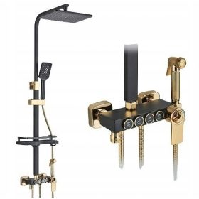 Luksuzna tuš garnitura v črno-zlati barvi MIDO TERMO II