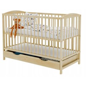 SKANDINAVSKA postelja, bor, predal, 120x60