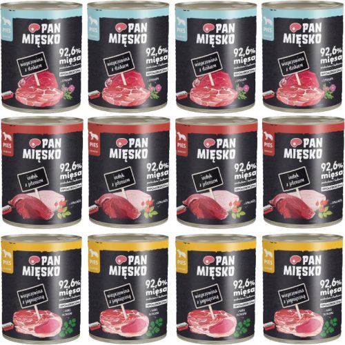 Mokra hrana za pse Pan Mięsko Mix Okusov Brez Ribe 12x 800g
