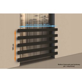 Varnostna pregrada za francosko balkonsko okno 120 x 100 cm