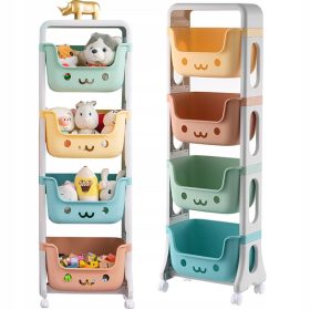 REGAL ZA IGRAČE S 4 POJEMNIKI NA KOLESIH