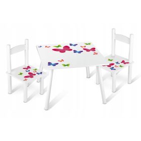  Otroška miza + 2 stola Potisk metuljev