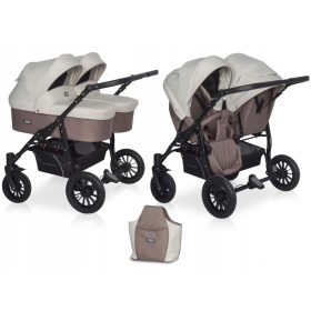   Otroski voziček za dvojčke 2v1 SAXO Riko Basic, PREKLOPLJIV SEDEŽ, DVE GONDOLI