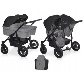   Dvojni otroški voziček 2v1 SAXO Riko Basic z dvema sedežema spredaj in zadaj ter dvema gondolama