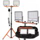 Halogenski reflektor LED 2x50W s stojalom za gradbeništvo in pokrovom
