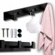 Kopalniški obešalnik z dvema kavljičkoma za stenske brisače Loft 22 cm Črni Kovinski
