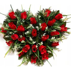 Srčna umetna kompozicija Reed SNŚ1 z vrtnicami za grob