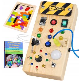 Lesena Montessori LED senzorična tabla s stikali za luči