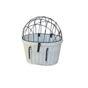   Kolesarska košara iz pletenega materiala za prevoz psa XL, bela