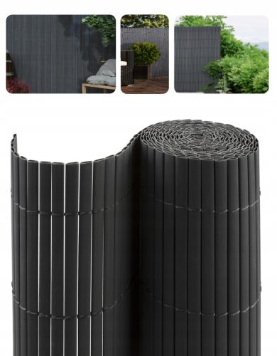 Balkonska prevleka PVC za teraso/vrt 300x90 cm - Visokokakovostna dvostranska mat siva