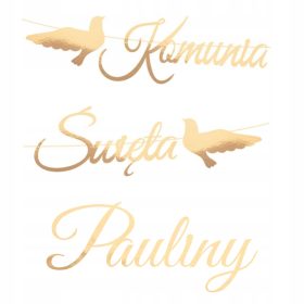   Zlati prapor za sveto obhajilo Golobi z imenom, personalizirana dekoracija