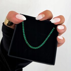    Choker ogrlica s kristali, jeklo, zelena, klasična, za darilo