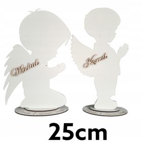   Leseni angel Prvo sveto obhajilo Spominek deček z imenom S 25cm