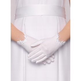 Bela čipkasta obhajilna rokavica za deklico