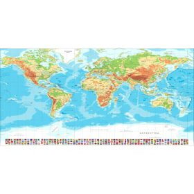   MATICA ZAŠČITNA PODLOGA Z ZEMLJEVIDOM SVETA IN ZASTAVAMI V POLJSKEM 120x60