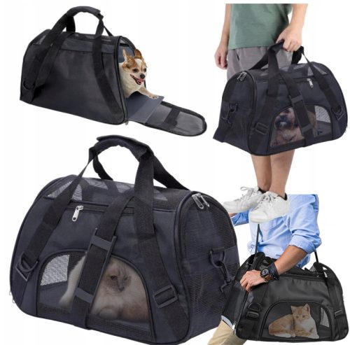 Transporter za prevoz živali 47 cm x 25 cm x 28,5 cm črne barve