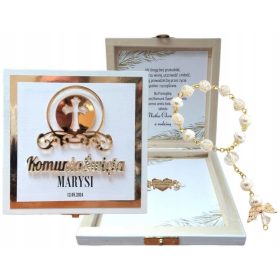 Belo-zlata škatlica za Sveti obhajilo z rožnim vencem