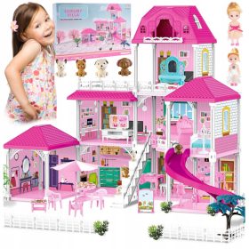   Domačija za punčke "Vila Čarobni dom" s 2 punčkama, 4 psički in 254 kosov pohištva