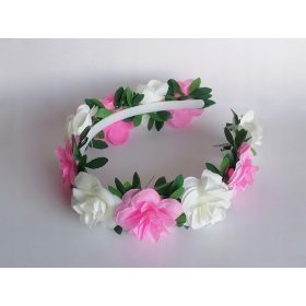   Nežen cvetlični trak s belimi in roza vrtnicami, primeren za obhajilo