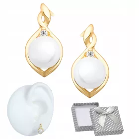    UHANI SREBRNI 925 Pozlačeni okrogli BISERI BISERI Čepki Čudovito darilo