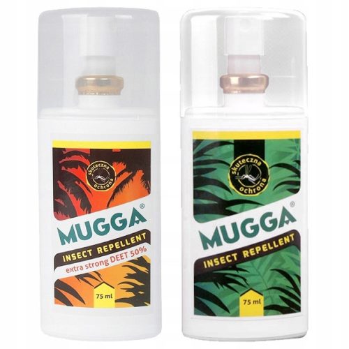 Razpršilec Mugga 50% DEET + Atomizer 9,5% DEET za zaščito pred komarji in klopi