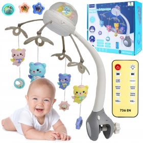 VRTILJAK ZA POSTELJCO Z LED PROJEKTORJEM IN GLASBENO SKRINJO