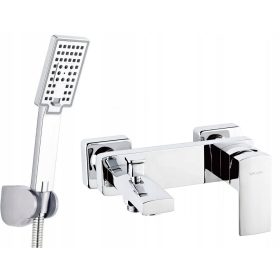   Enoročna stenska armatura za kad in tuš Valvex ENZO krom + Reihe Cubic vidna tuš garnitura