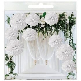 Pomponi bele rože za obhajilo 35cm BELA krsta