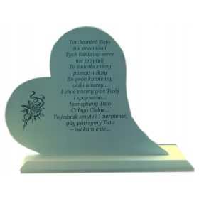   Srce za spomenik z osnovo za grobno obeležje - Bela s personaliziranim graviranjem