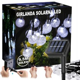   Girlanda solarnih luči vrtne dekoracije 50 LED velika žarnica