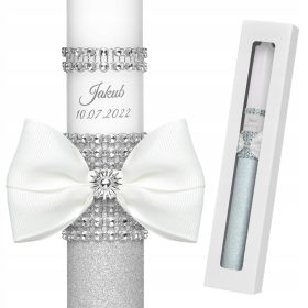   ELEGANTNA SVEČA ZA OBHAJILO ALI KRST, POMEMBEN SPOMINEK ZA SVETO OBHAJILO ALI KRST