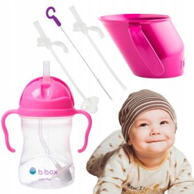   B.box set za učenje pitja s bidonom s slamico 240 ml, slamicami in kozarcem Doidy